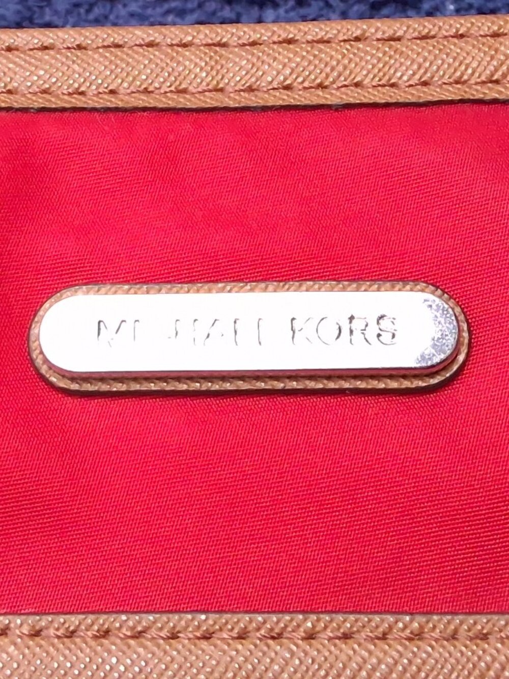 Michael Kors Red Nylon Tote with Tan Saffiano Leather Trim — Style 30T2SKPT1C - Picture 5 of 16